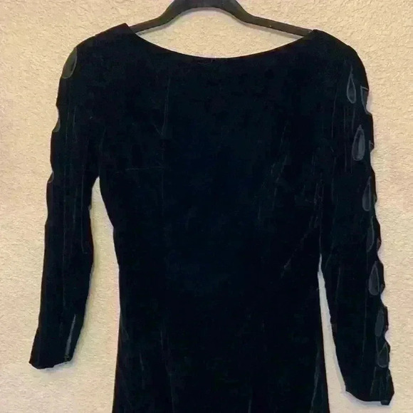 Anita modes velvet sexy black dress sz XS open back cut outs high neck knee - Picture 2 of 12
